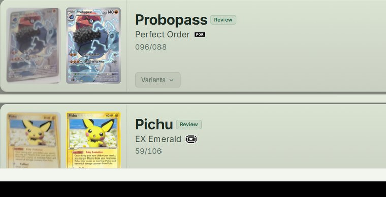 The same cards matched into List Builder rows